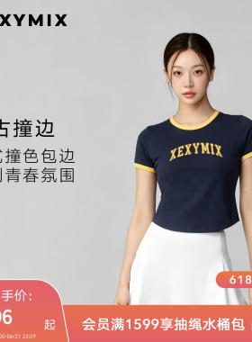 xexymix杰克茜韩国进口女LOGO印花短袖T网球服健身跑步XTFST04J3