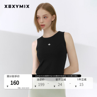 xexymix杰克茜韩国进口女圆弧下边无袖 背心罗纹春夏XFK2TE1101