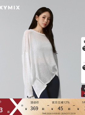 xexymix杰克茜女仿毛衫斜下摆长袖T恤瑜伽舞蹈健身跑步XFK1ER1101