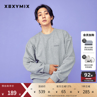 xexymix杰克茜男小印花基础圆领卫衣简约宽松韩版 XMMMT01J1 运动衫