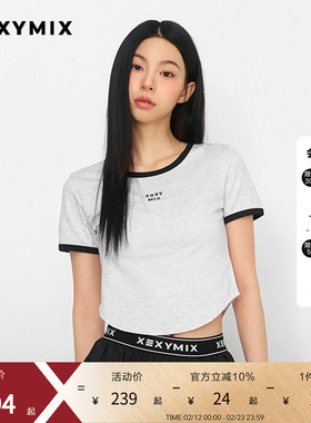 xexymix杰克茜 女撞色边前胸logo刺绣短袖T恤网球休闲 XFK2TS1105