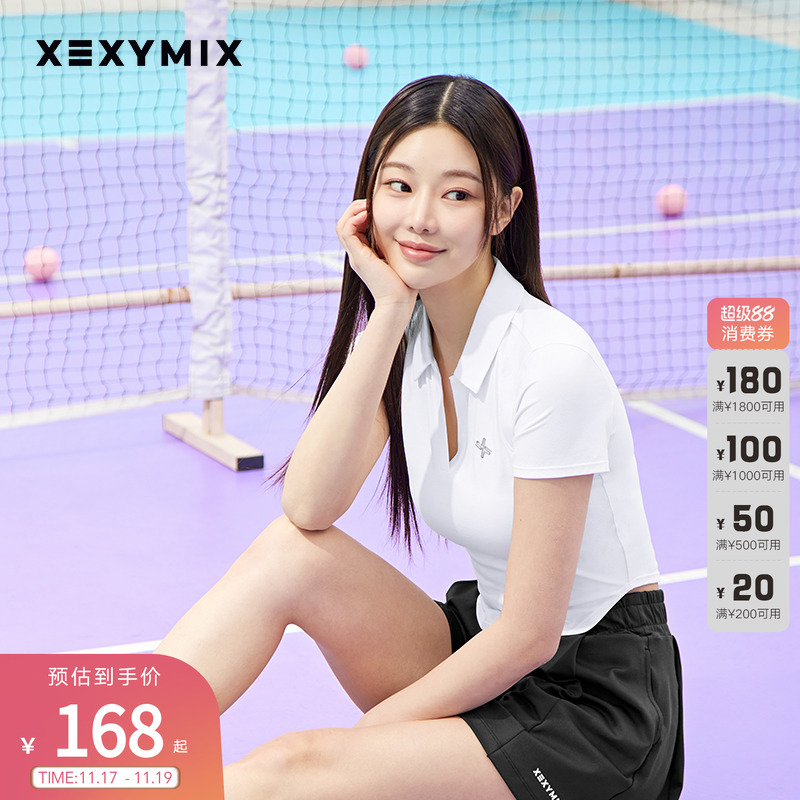 xexymix圆弧下摆短袖T恤POLO衫