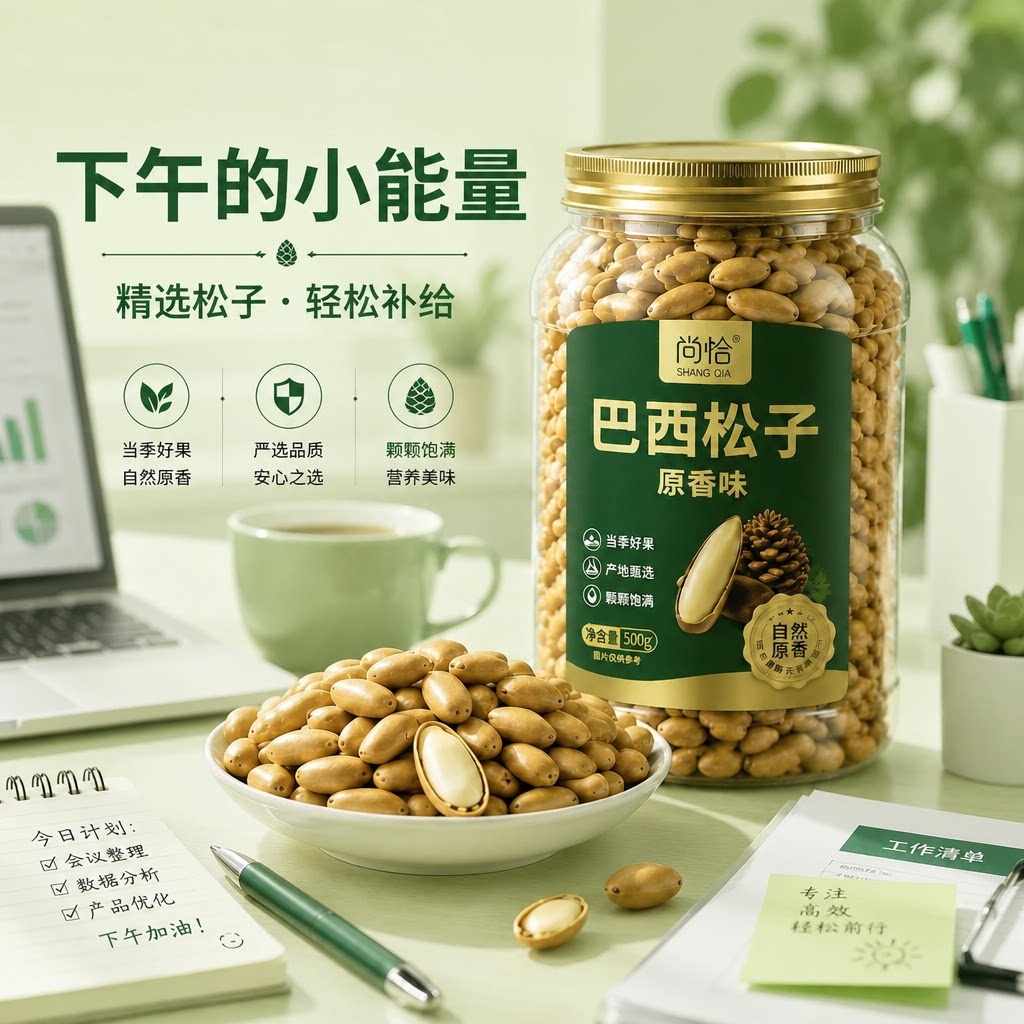 尚恰巴西松子新货手剥松子精品罐装下午茶孕妇健康零食阿富汗坚果