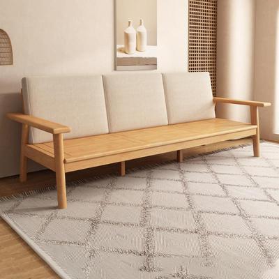 实木沙发北欧小户型原木沙发日式客厅家具冬夏两用布艺三人位沙发