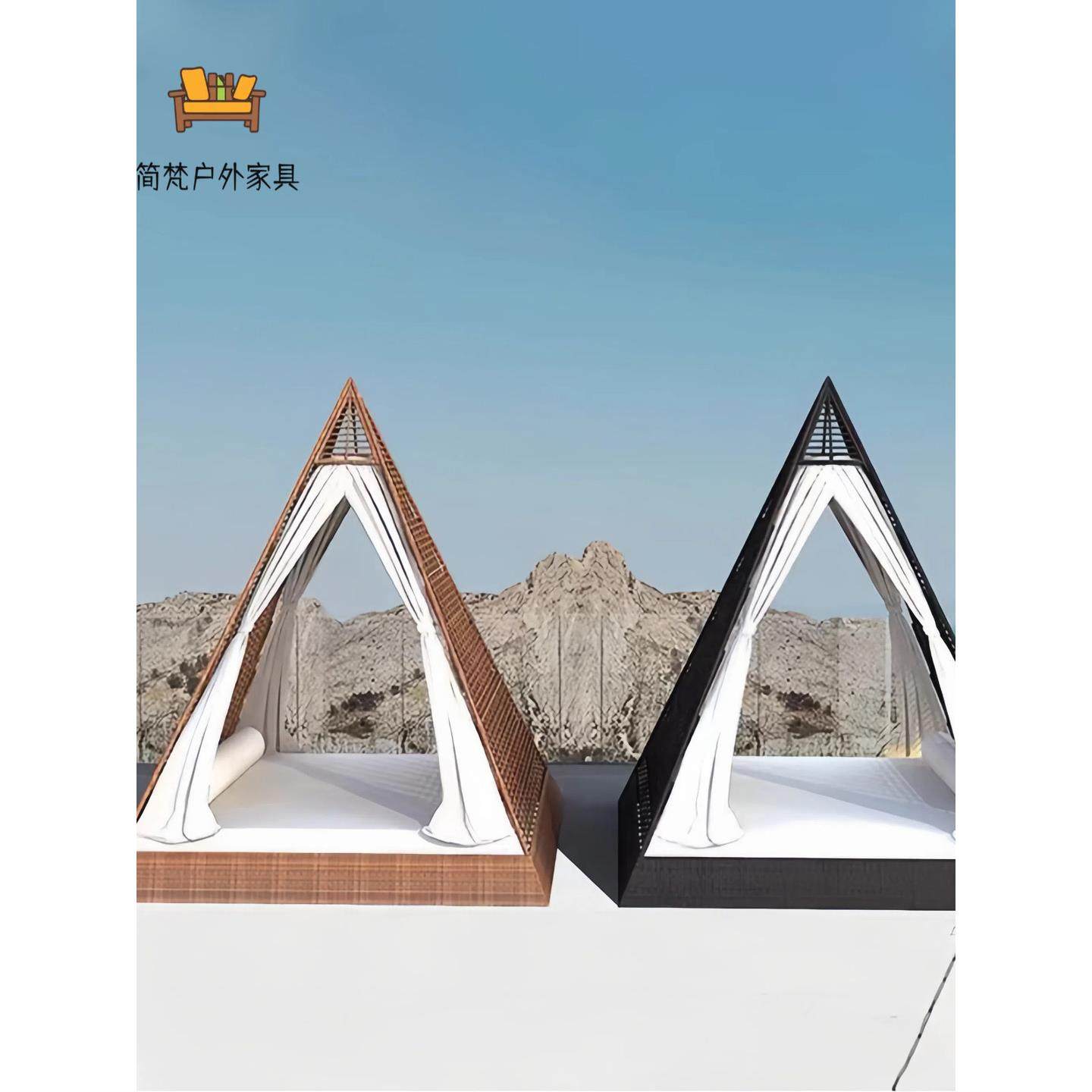 户外休闲床海边沙滩创意躺椅别墅露台遮阳家具庭院花园藤条泳池沙,住宅家具,户外沙发,淘宝优惠券,粉丝福利购,淘宝优惠卷