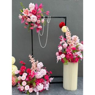 婚礼庆典活动布置布置订婚宴会花排迎宾区婚礼模拟花艺拱廊展示橱