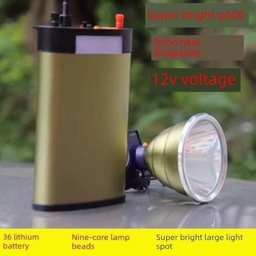 九芯P900头灯强光充电超亮Led远程疝气灯36锂电池头戴式分体式12V