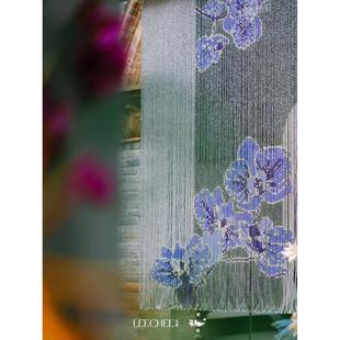 串珠画挂帘手工装 新中式 饰挂帘玄关隔断帘 饰布景门帘挂帘 婚礼装