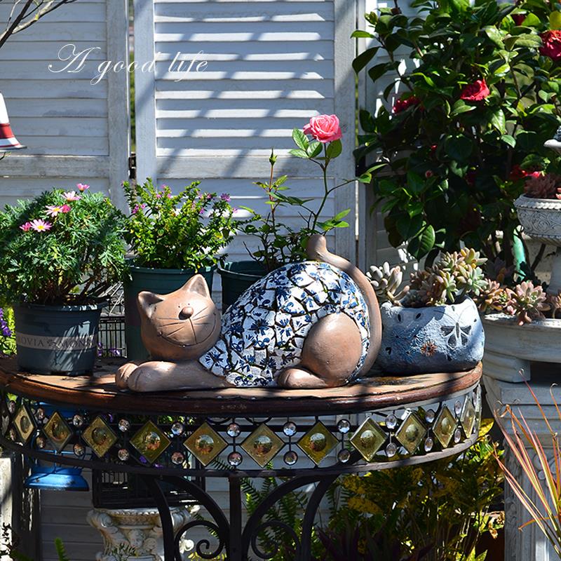 庭院小猫造型摆件新中式户外花园阳台动物家居别墅客栈民宿装饰品