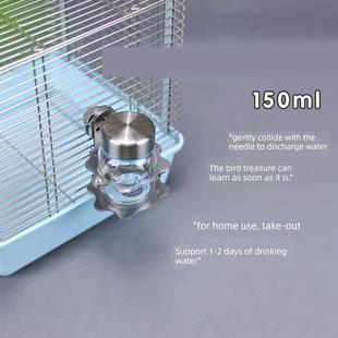 洪屿鹦鹉不锈钢撞针水壶鸟笼外出饮水器宠物迷你小号鸟快拆喂水器