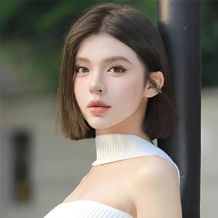 假发短发女全头套式自然减龄中分波波头发型仿真一刀切女士假发套