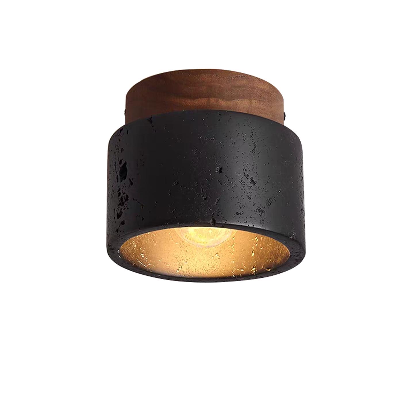 日式侘寂风吸顶灯黄洞石设计师覆古黑色入户走廊过道玄关阳台小灯