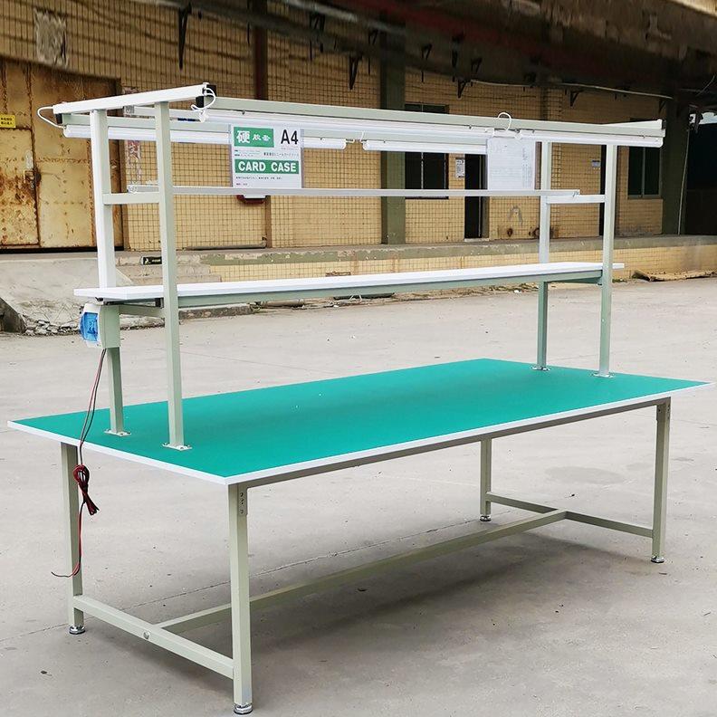 双面防静电工作台带灯车间流水线双层操作台生产线抽屉平面打包桌