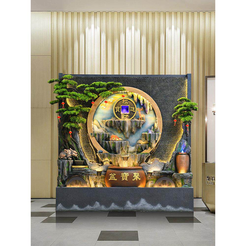 假山流水幕墙入口入口循环水屏风公司庭院风水轮水系景观摆件