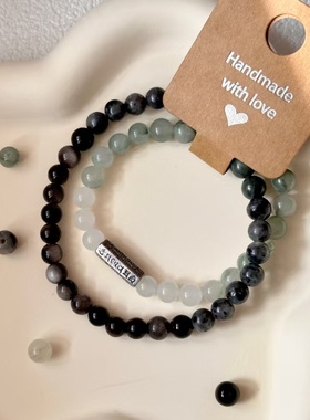 【冈仁波齐】原创设计小众手链时尚手工串珠老银黑玛瑙手串男女款