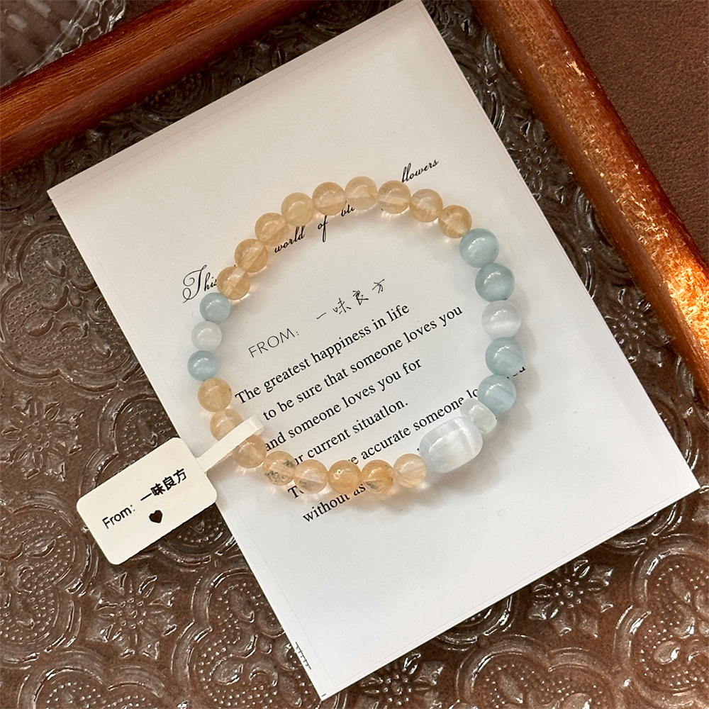 【安夏】原创设计手工时尚配饰手链女生闺蜜百搭猫眼石手串