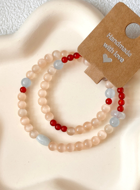 【昭昭】原创设计手工红玛瑙猫眼石串珠手链新年礼物女生闺蜜手串