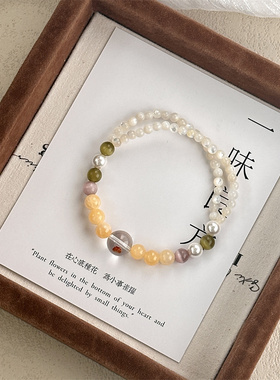 【露影春】一味良方原创小众彩色猫眼石手串小清新女生闺蜜手链
