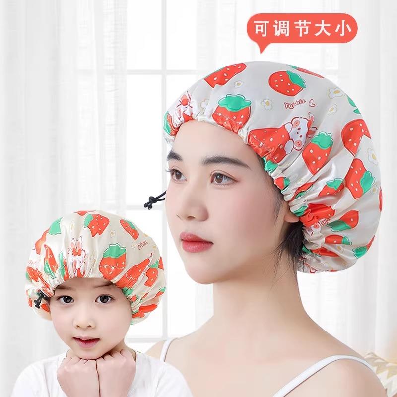 浴帽女可调节防水洗澡成人童专用双层大号头套发膜儿沐浴防湿帽子