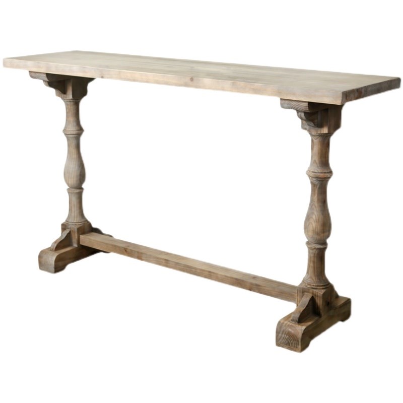 热销美式乡村复古实木吧台桌侘寂厨房阳台靠窗客厅高脚纯原木桌椅