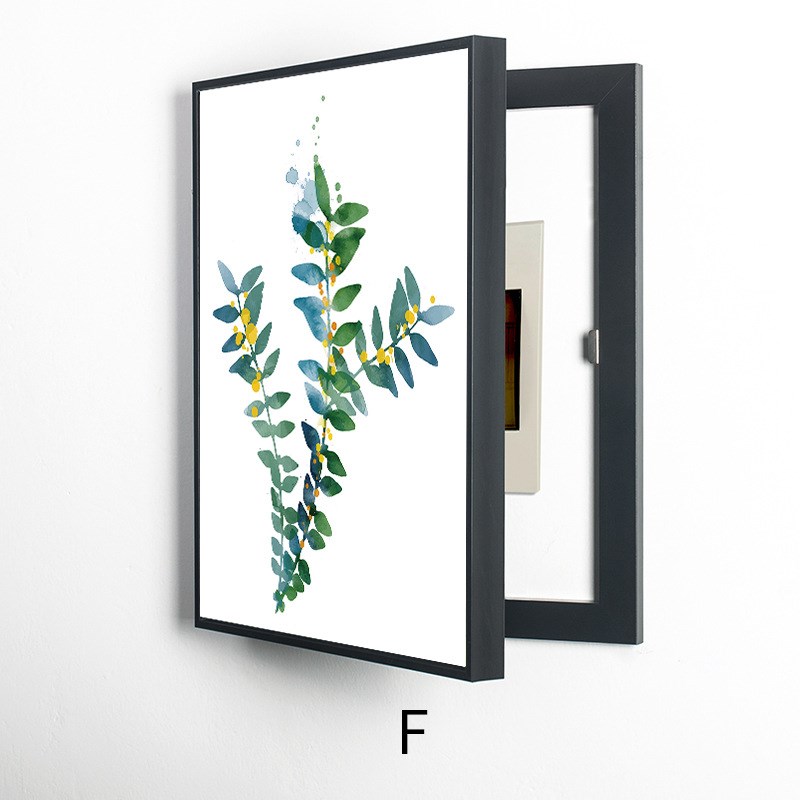 热销电表箱装饰画竖玄关开关盒配电箱遮挡画左右开北欧小清新树叶图片
