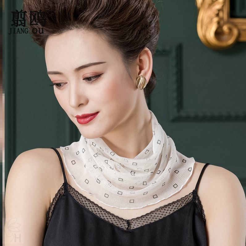 护颈围脖女薄款春夏网眼真丝套头围巾/丝巾/披肩