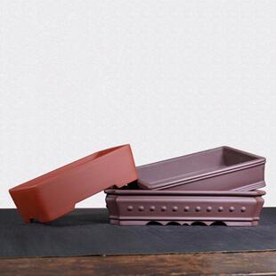 紫砂花盆长方形盆景盆桌面盆栽浅盆手工盆多肉老桩松柏杜鹃梅桩