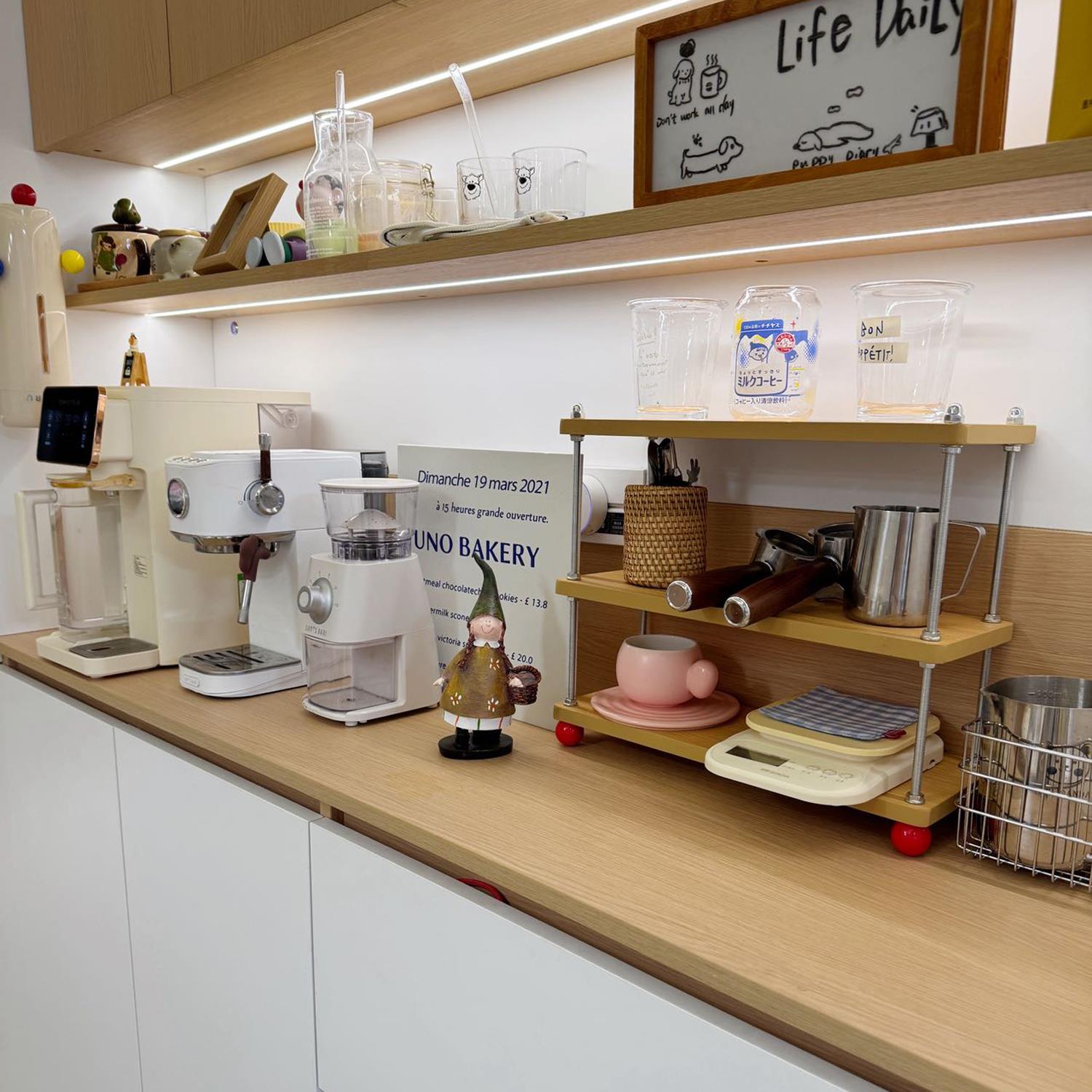 原木风实木杯子置物架餐边柜台面架子咖啡角桌面水杯茶杯杯架