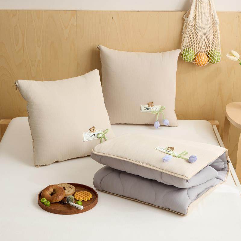 纯棉枕头被两用二合一90%折叠汽车枕头被办公室午睡毯子沙发垫