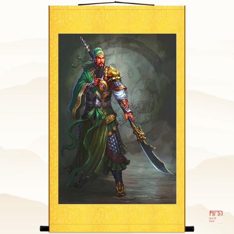 关公关羽关圣帝君画像挂画 三国人物卷轴画 客厅丝绸画装饰画包邮