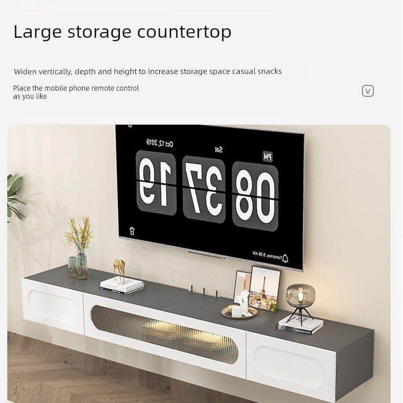 实木悬空电视柜客厅小户型简约壁挂电视柜悬浮收纳储物柜茶几组合