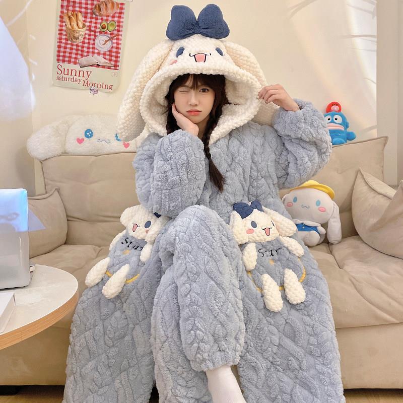 珊瑚绒睡袍女款秋冬季加厚加绒三层夹棉袄睡衣长款冬天浴袍家居服