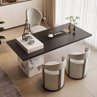 威品斯中古风阳台茶桌高端实木桌面轻奢岛台茶桌一体现代办公整套