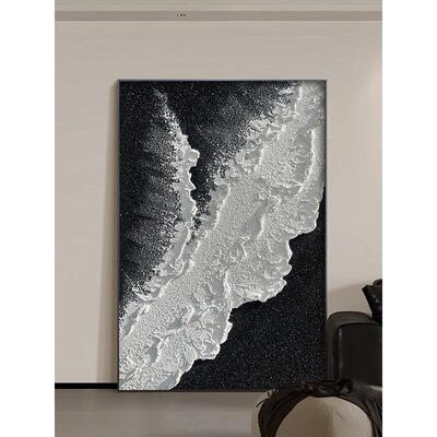 2025新款客厅装饰画海浪肌理画沙发背景墙轻奢高级玄关走廊过道