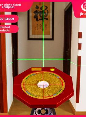 吉里堂纯铜八面单十字绿激光5寸红外专业风水高精度八卦罗盘