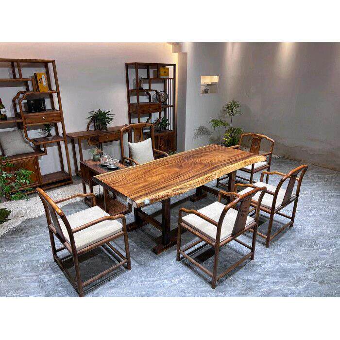 胡桃木实木茶桌白蜡木奥坎大板巴花鸡翅木红塔利黑檀黄花梨柚木桌