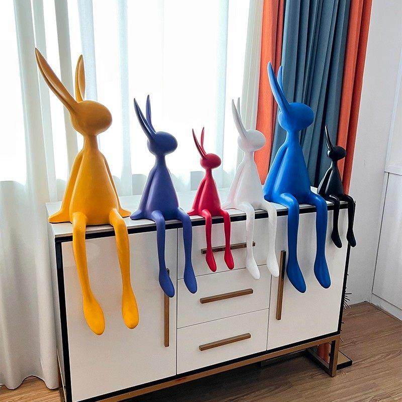 创意卡通长耳朵坐姿兔子摆件现代样板房卡通玄关电视柜家居装饰品,家居饰品,装饰摆件,淘宝优惠券,粉丝福利购,淘宝优惠卷