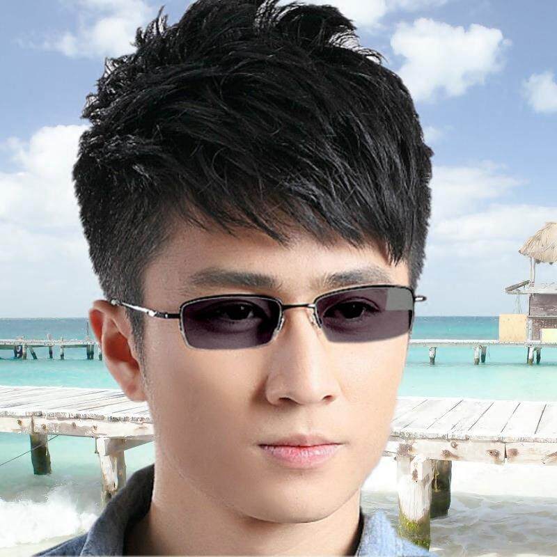 自动感光变色男士半框配近视散光防蓝光紫外线潮流防辐射平光眼镜