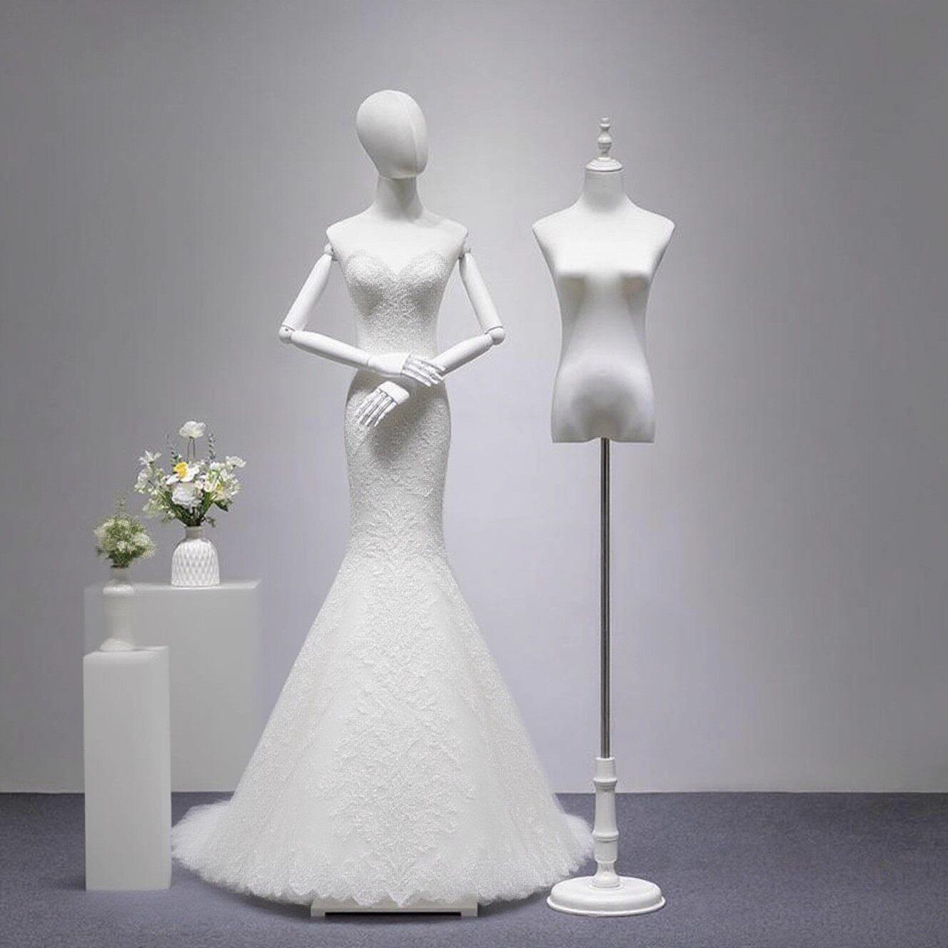 白色婚纱模特女半身人台服装店假人模特展示架橱窗陈列道具全身