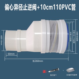 160止逆阀转110PVC管同心变径大小头油烟机排烟管150/170/180软管