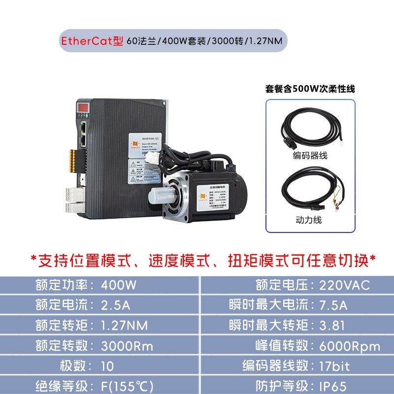 400/750/1000W交流伺服电机驱动控制器套装60/80单轴可编程控制器