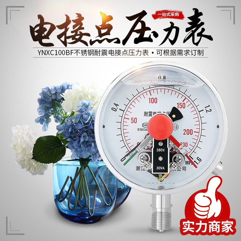 YNXC100BF不锈钢耐震电接点压力表水油液压上下限磁助式触点30VA