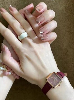 mmuse家-手工穿戴甲法式短方款亮片指甲贴片新款高级显白美甲贴片