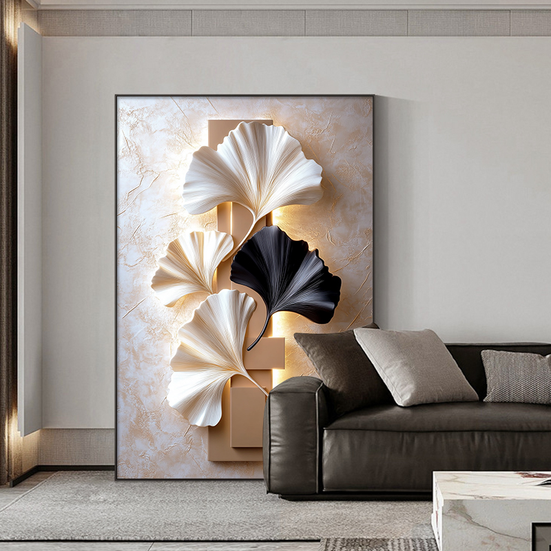 抽象艺术客厅装饰画银杏叶