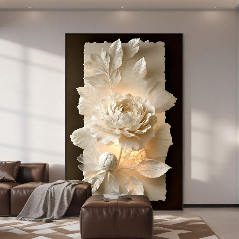 现代简约花朵沙发背景墙装饰画客厅卧室挂画高档大气走廊玄关壁画