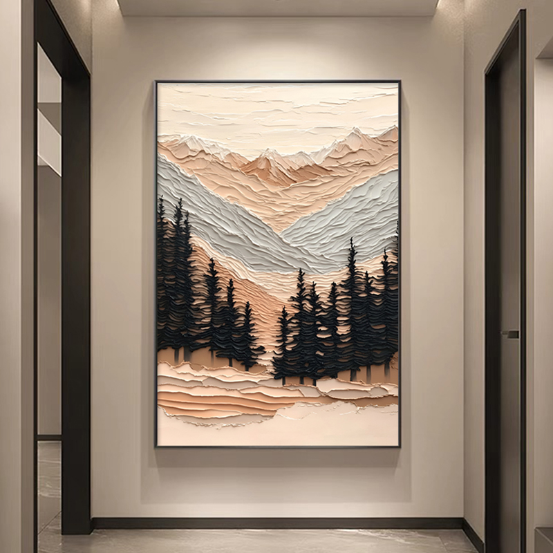 北欧风客厅装饰画肌理风景沙发背景墙壁画奶油风卧室玄关走廊挂画图片