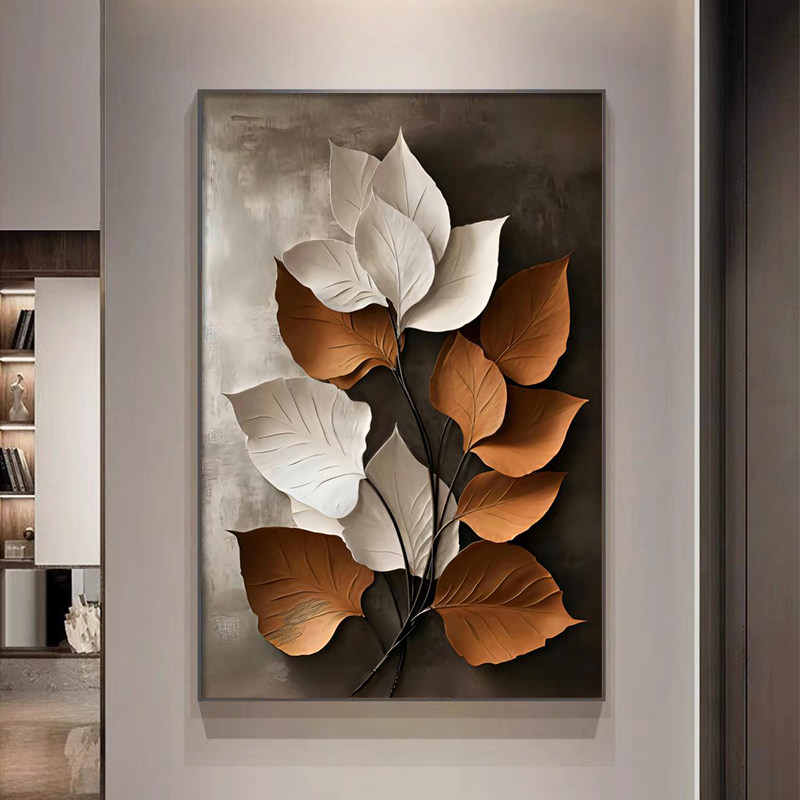 2025新款客厅装饰画叶子家大业大砂岩画沙发背景墙落地画玄关挂画,家居饰品,现代装饰画,淘宝优惠券,粉丝福利购,淘宝优惠卷