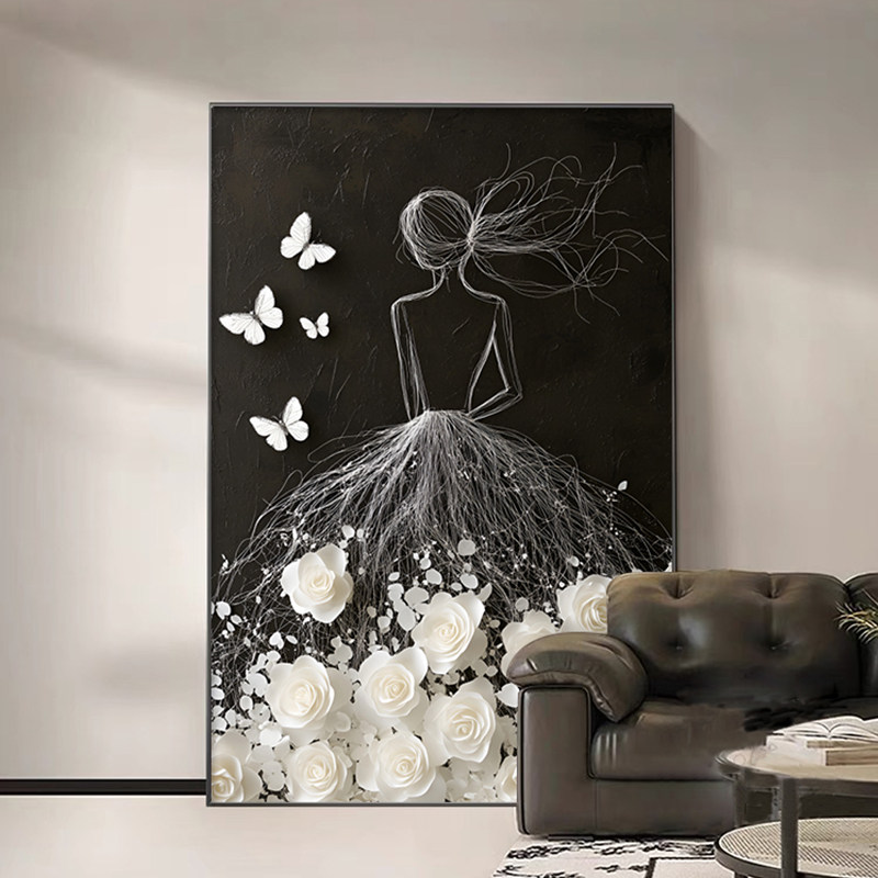 简约现代客厅装饰画抽象艺术女孩花卉挂画沙发背景墙玄关卧室壁画