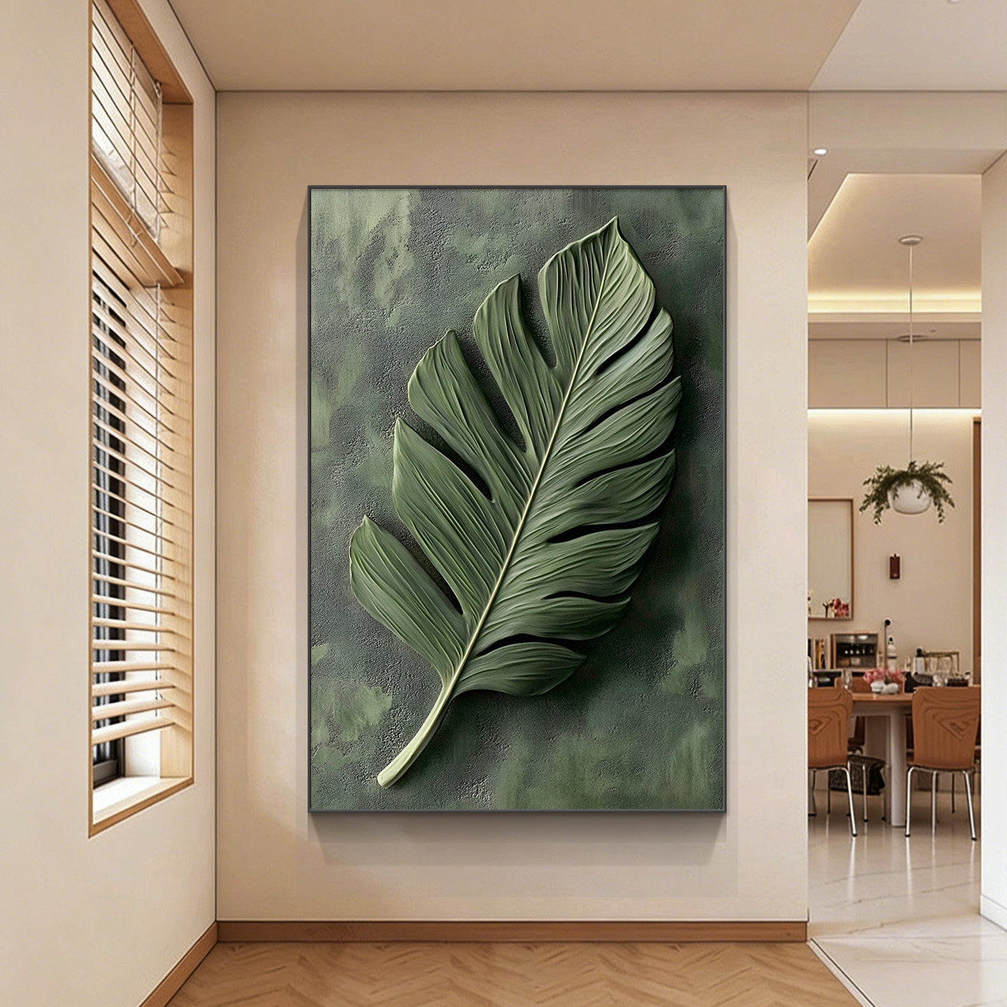 抽象艺术客厅装饰画叶子砂岩画立体感沙发背景墙壁画餐厅玄关挂画