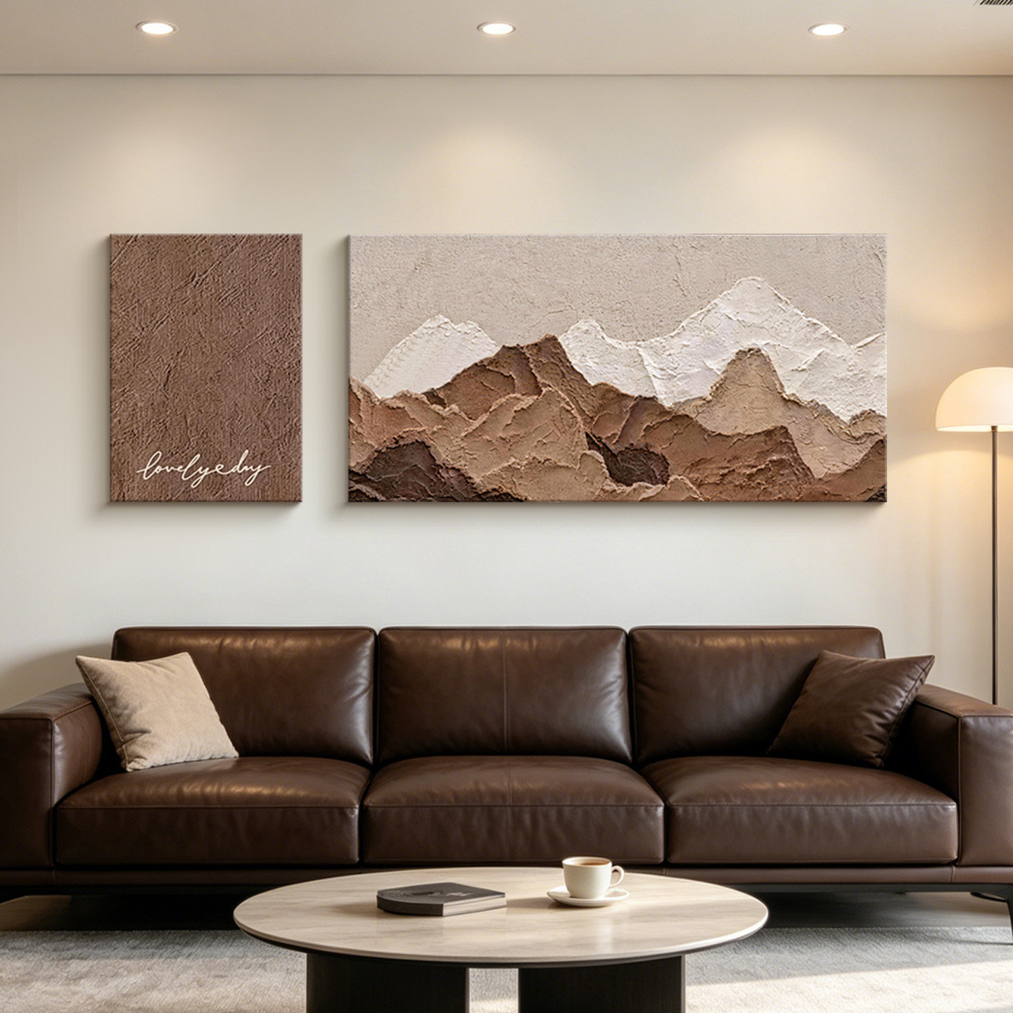 高级感抽象客厅装饰画轻奢沙发背景墙挂画背有靠山砂岩画卧室壁画